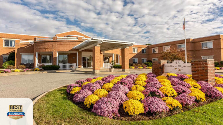 Outside of CareOne at Weymouth, one of the leading skilled nursing and rehab centers in Weymouth, MA.