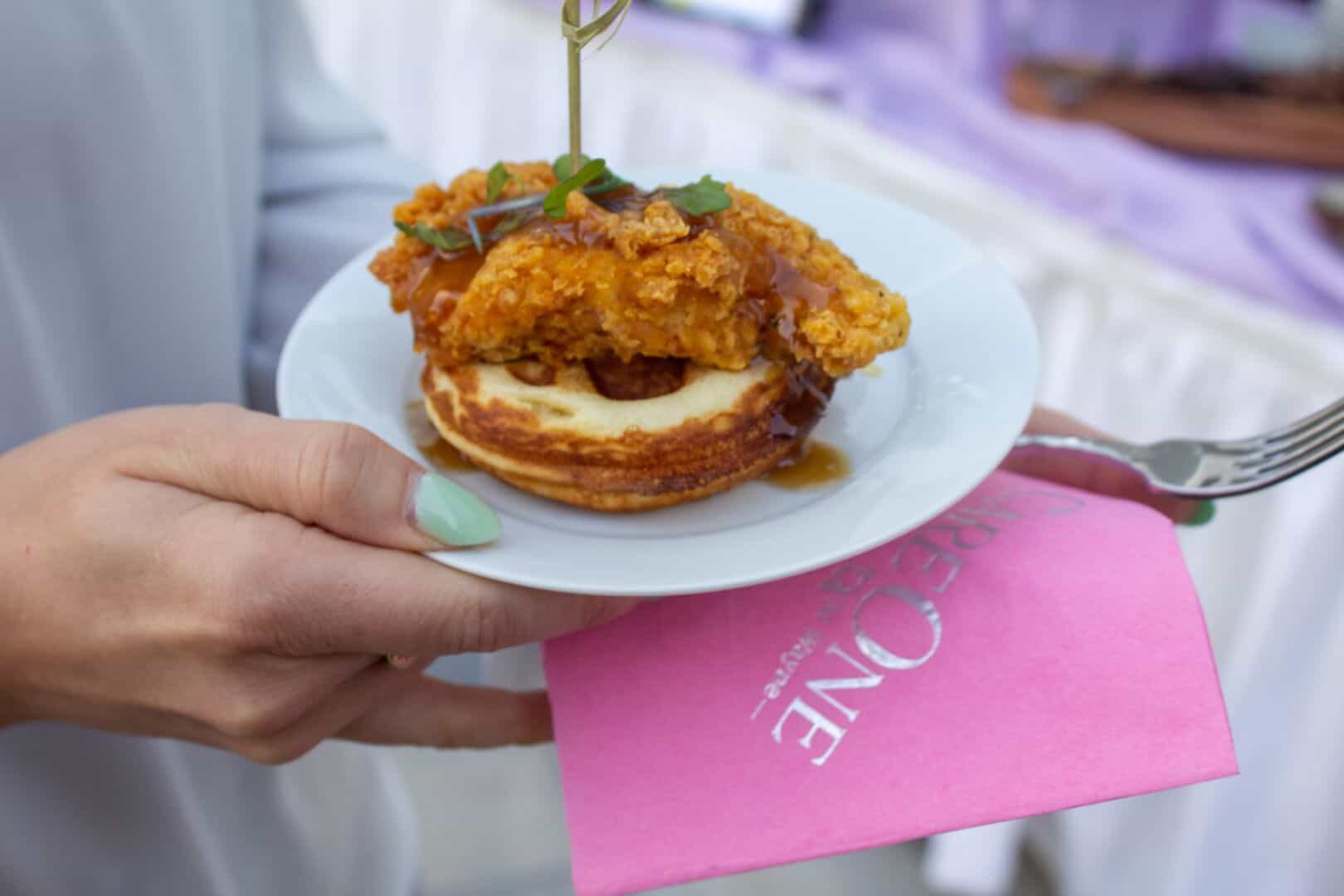 CareOne at Wayne-close up of plated food, chicken and waffles