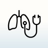 Stethoscope held up to lungs as part of an exam