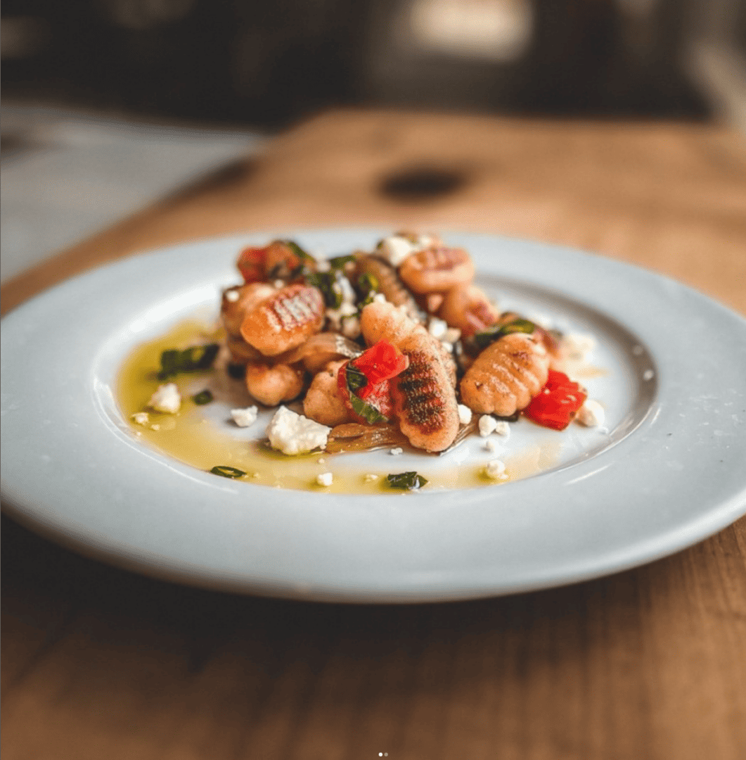 Close up of plated pasta dish